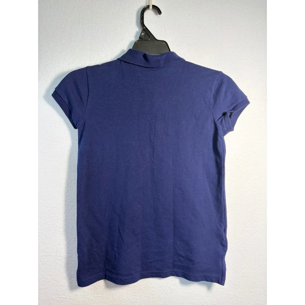 Ralph Lauren Polo Shirt Girls Large 12/14 Navy Blue Excellent Short Sleeve Pique